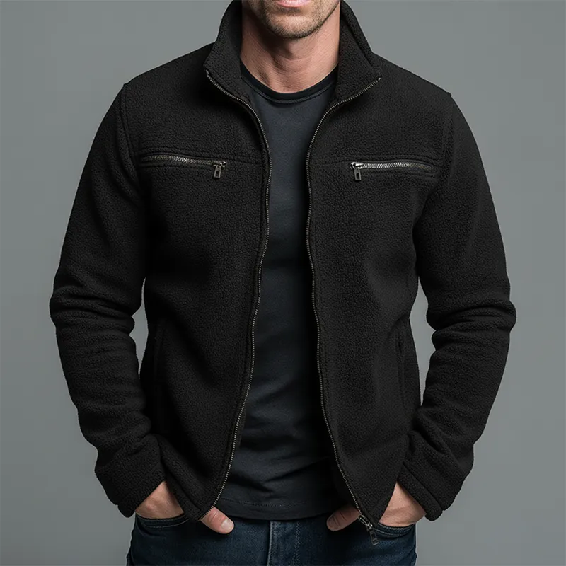 Men's Retro Casual Polar Fleece Warm Stand Collar Zipper Jacket MTA1083J7TO sold by Manly product image thumbnail 2