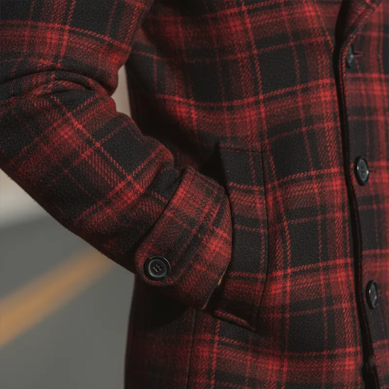 Men's Winter Fashion Plaid Faux Wool Mid-length Lapel Coat MTA1195J8P sold by Manly product image thumbnail 4