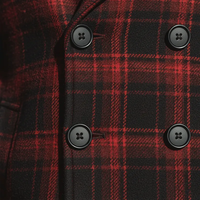 Men's Winter Fashion Plaid Faux Wool Mid-length Lapel Coat MTA1195J8P sold by Manly product image thumbnail 5