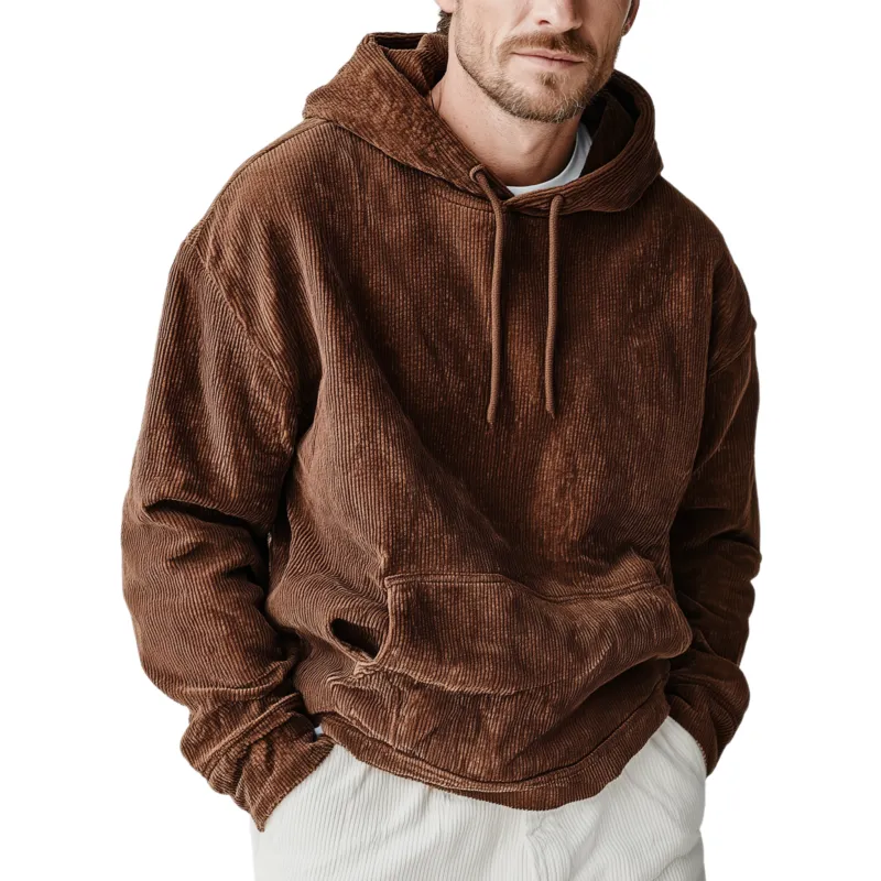 Men's Classic Casual Corduroy Loose Hoodie MTA1305J1K sold by Manly