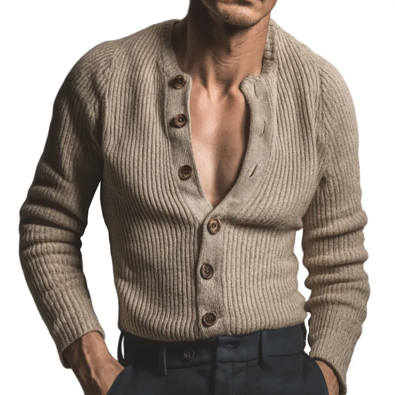 Men's Vintage Casual Striped Knitted Sweater Button Cardigan MTA1300J1TO sold by Manly