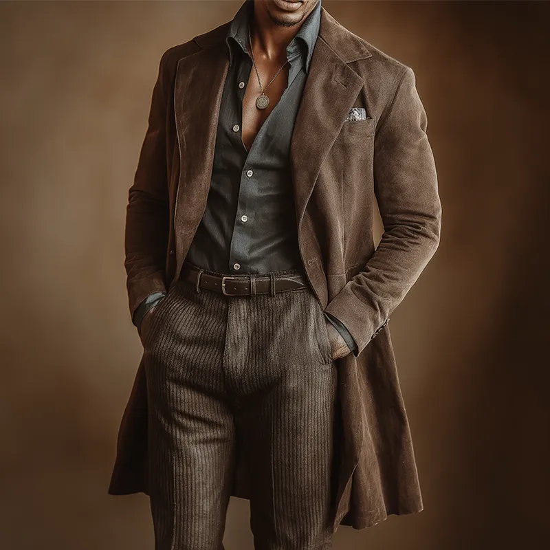 Men's Winter Vintage Faux Suede Mid-Length Coat MTA1431J5P sold by Manly product image thumbnail 2