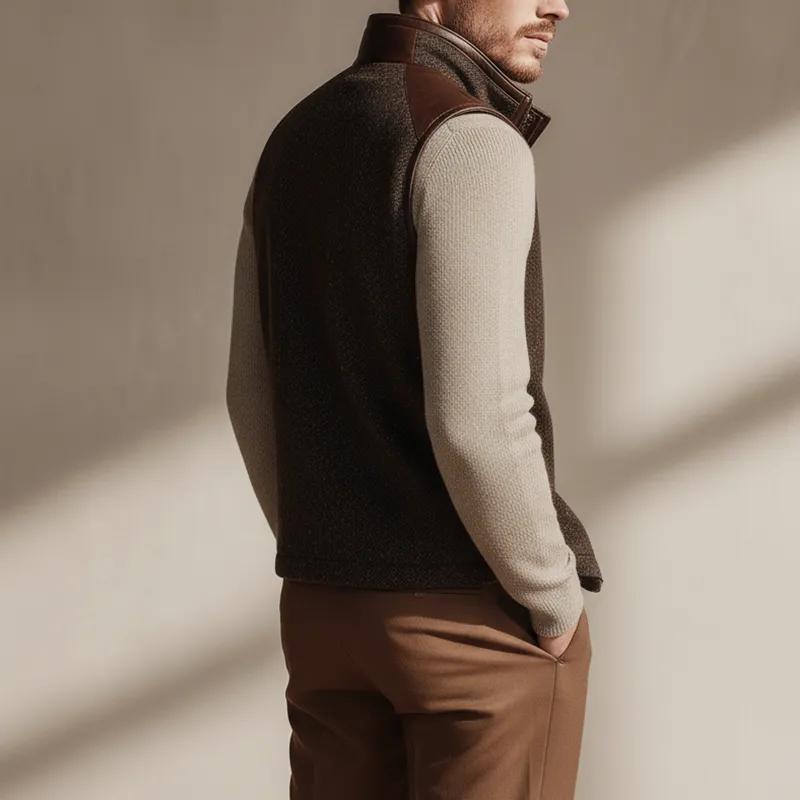 Men's Winter Retro Herringbone Faux Wool Vest MTA1442J1P sold by Manly product image thumbnail 3