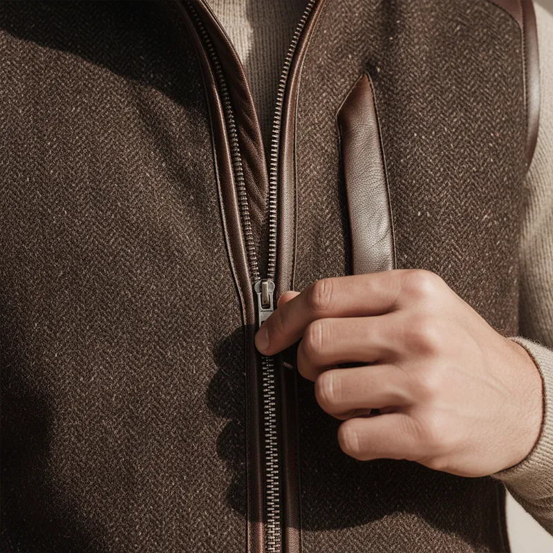 Men's Winter Retro Herringbone Faux Wool Vest MTA1442J1P sold by Manly product image thumbnail 5