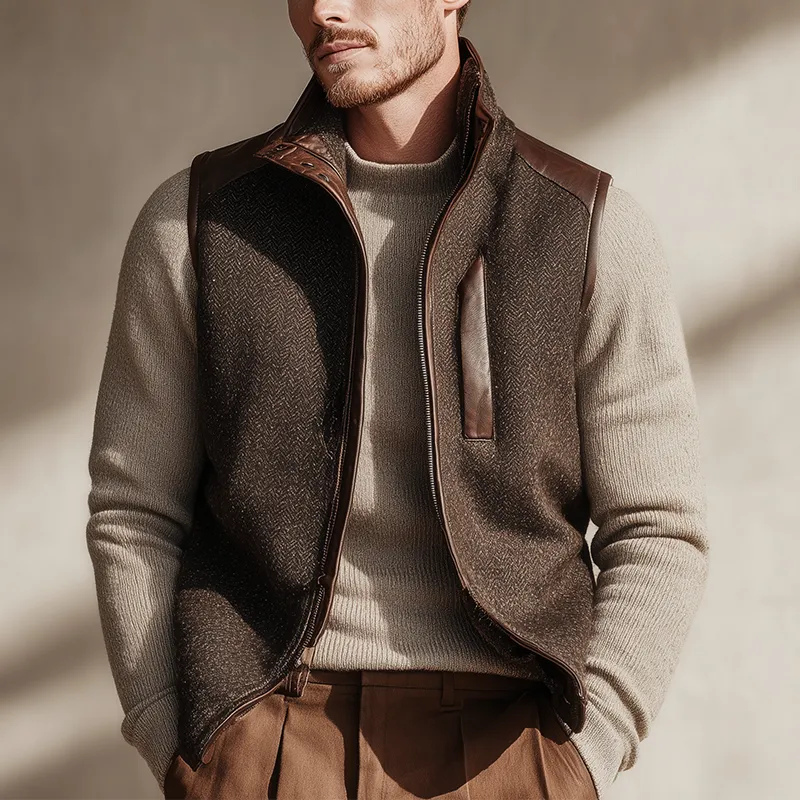 Men's Winter Retro Herringbone Faux Wool Vest MTA1442J1P sold by Manly product image thumbnail 2