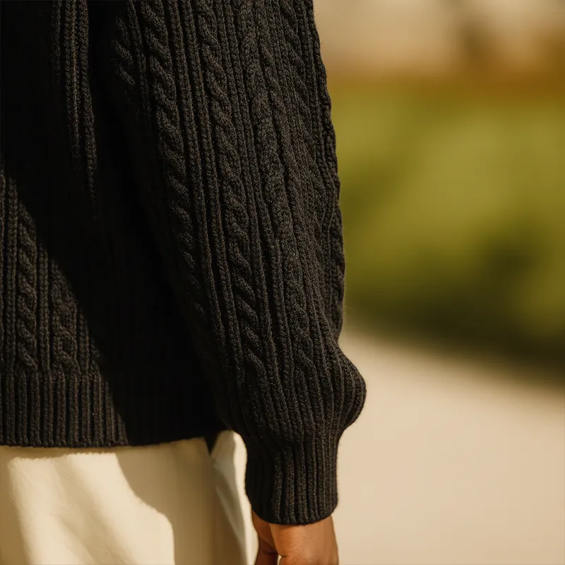 Men's Winter Vintage Cable-Pattern Cotton Knit Zipper Sweater MTA1477J5P sold by Manly product image thumbnail 4