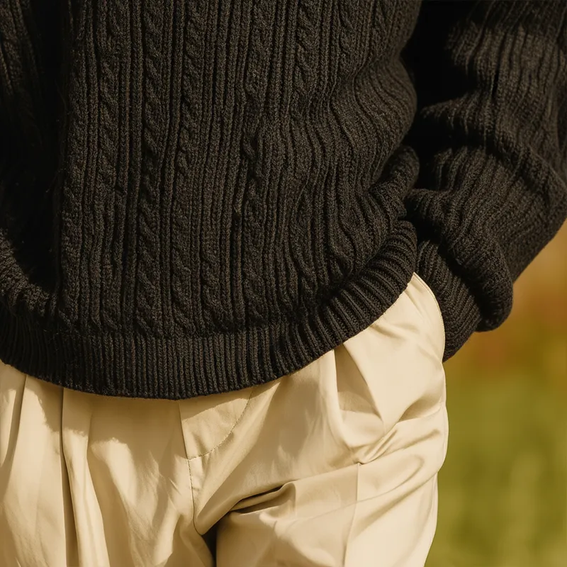 Men's Winter Vintage Cable-Pattern Cotton Knit Zipper Sweater MTA1477J5P sold by Manly product image thumbnail 5