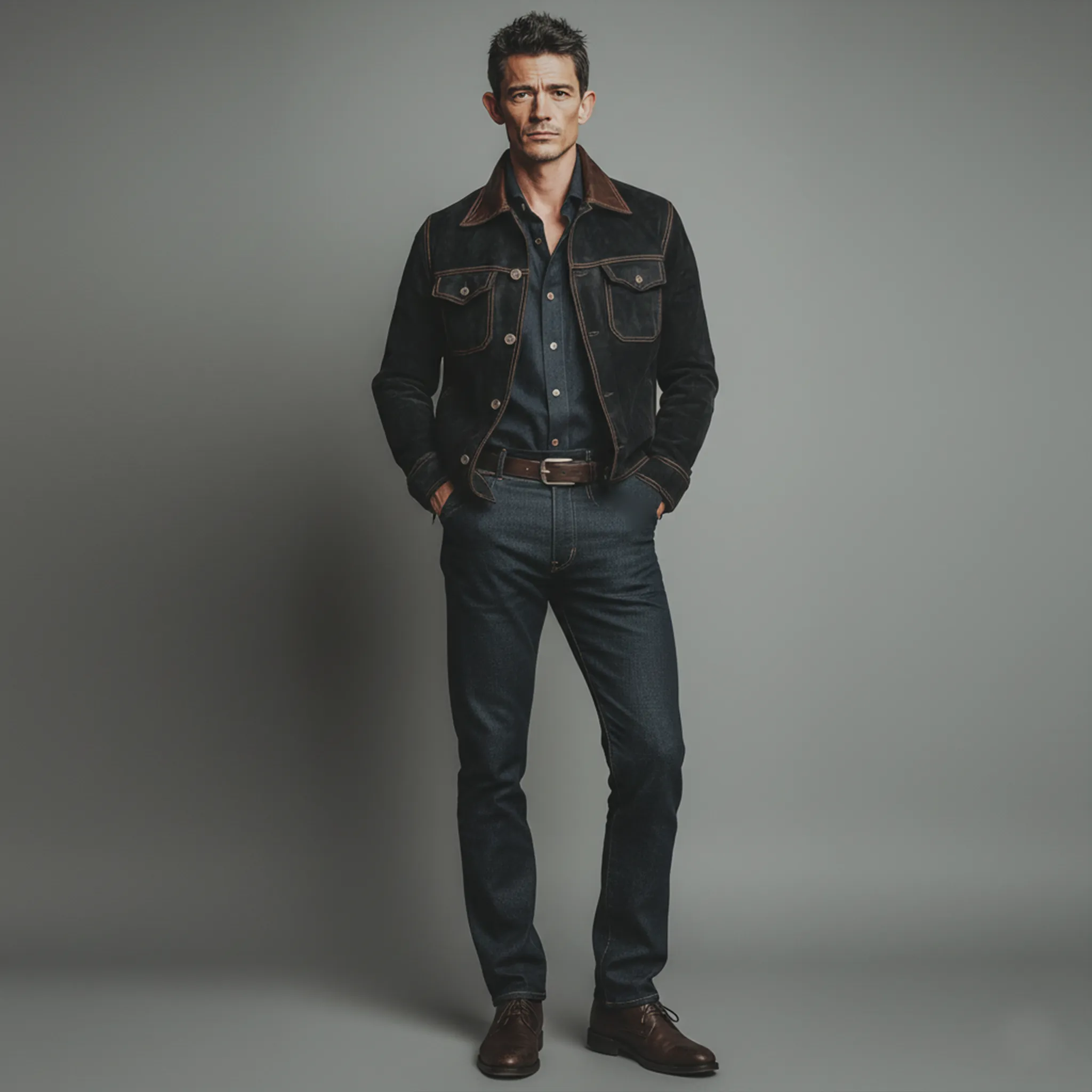 Men's Classic Casual PU Leather Collar Button Faux Suede Jacket MTA1310J9K sold by Manly product image thumbnail 3