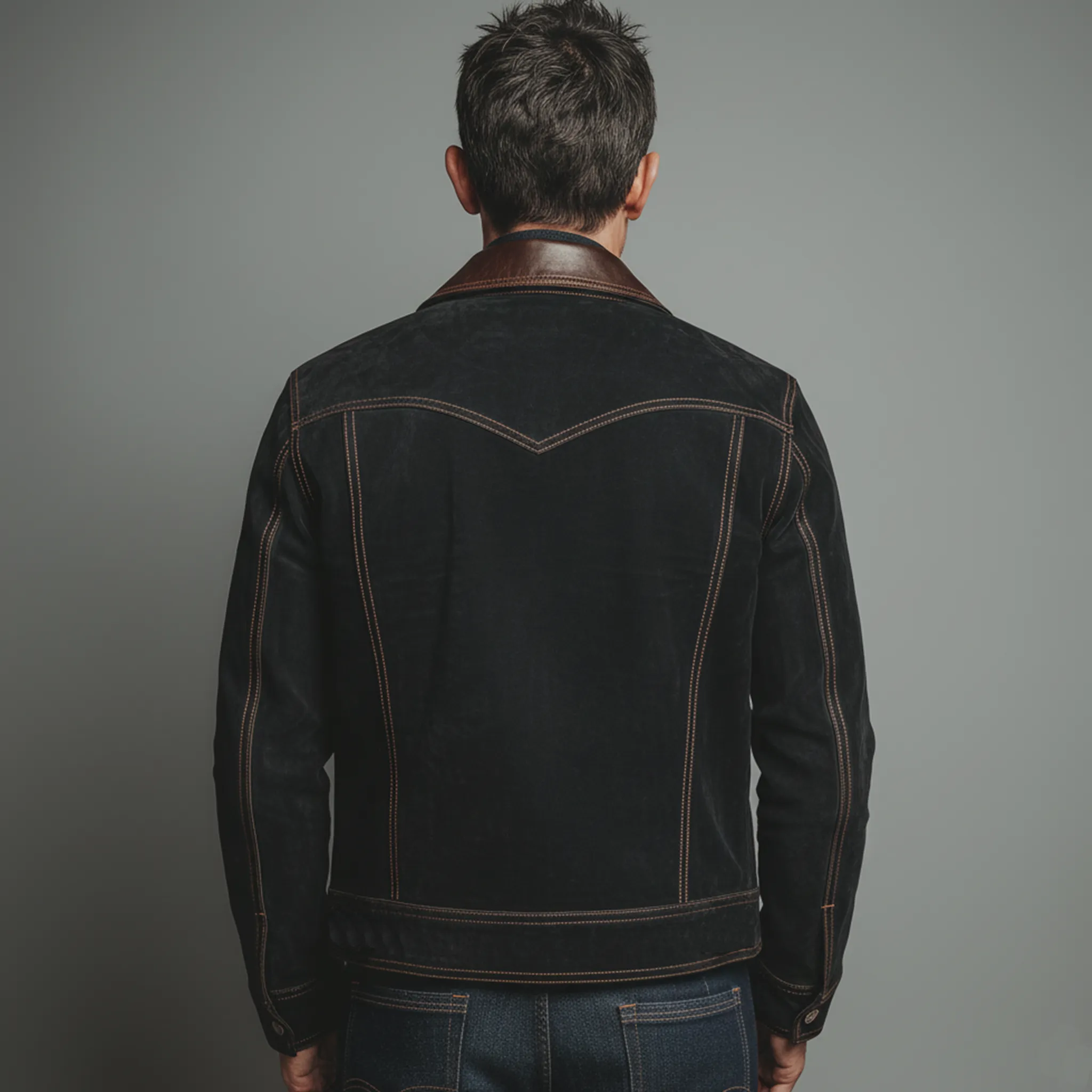 Men's Classic Casual PU Leather Collar Button Faux Suede Jacket MTA1310J9K sold by Manly product image thumbnail 5