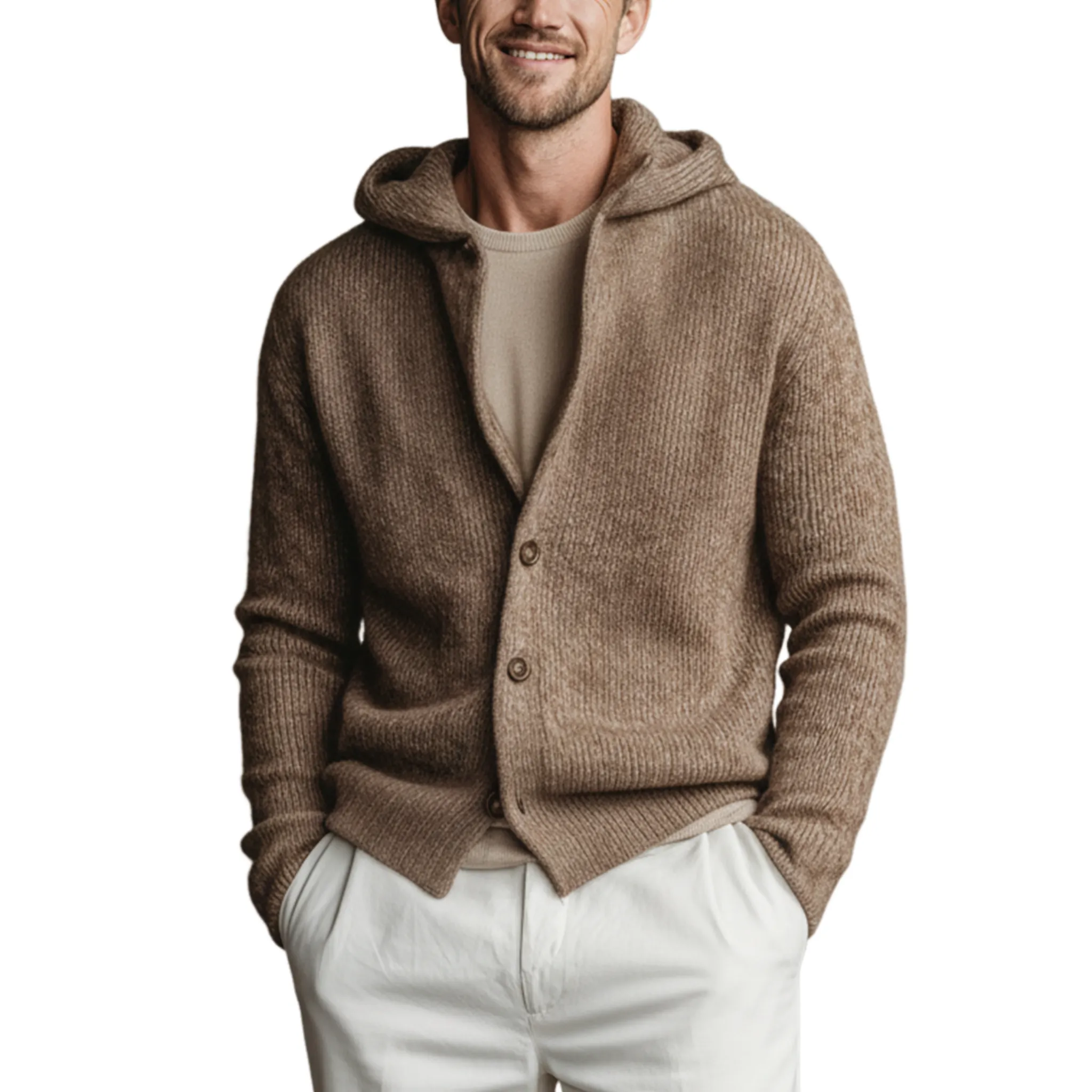 Men's Classic Casual Hooded Knit Cardigan MTA1374J5K sold by Manly