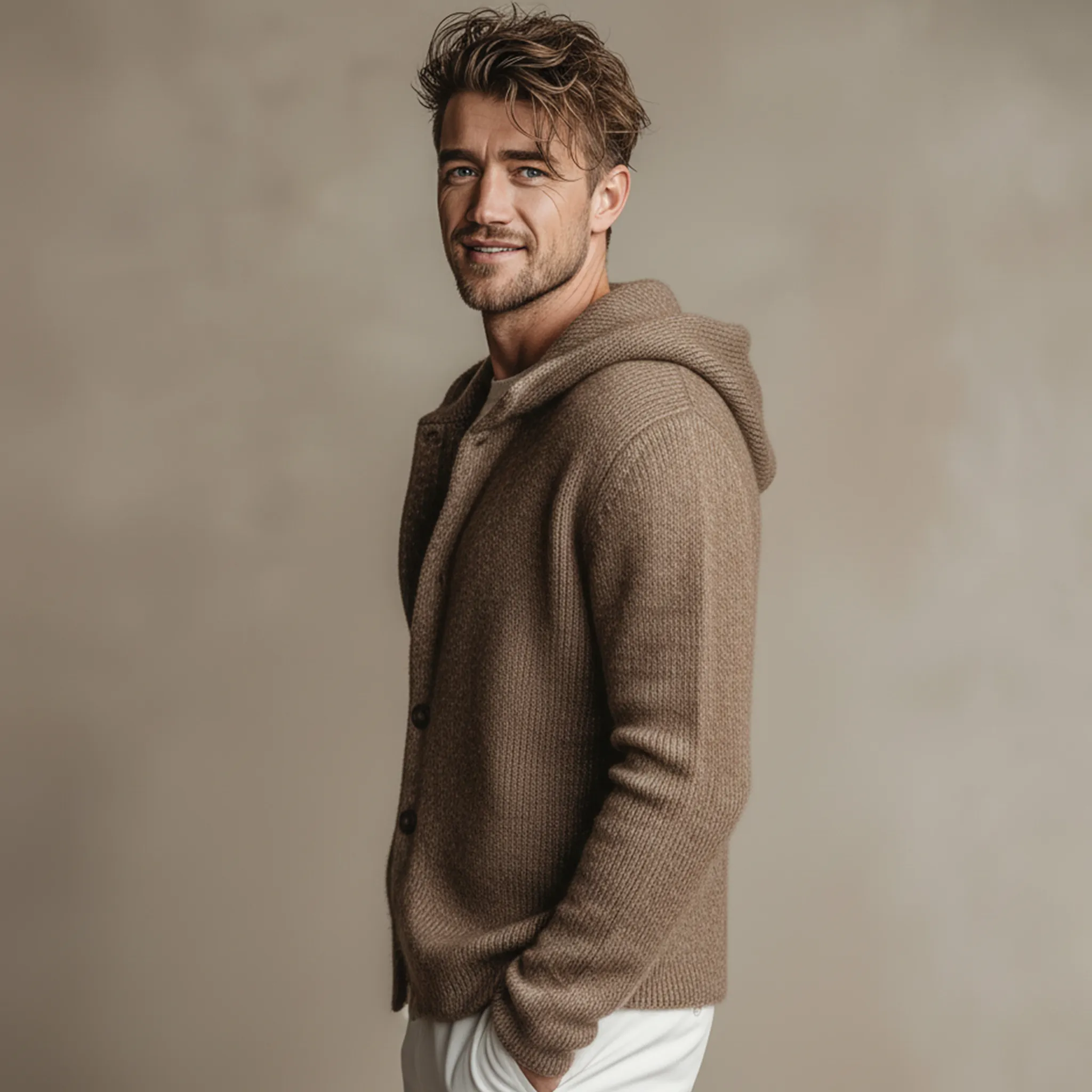 Men's Classic Casual Hooded Knit Cardigan MTA1374J5K sold by Manly product image thumbnail 4