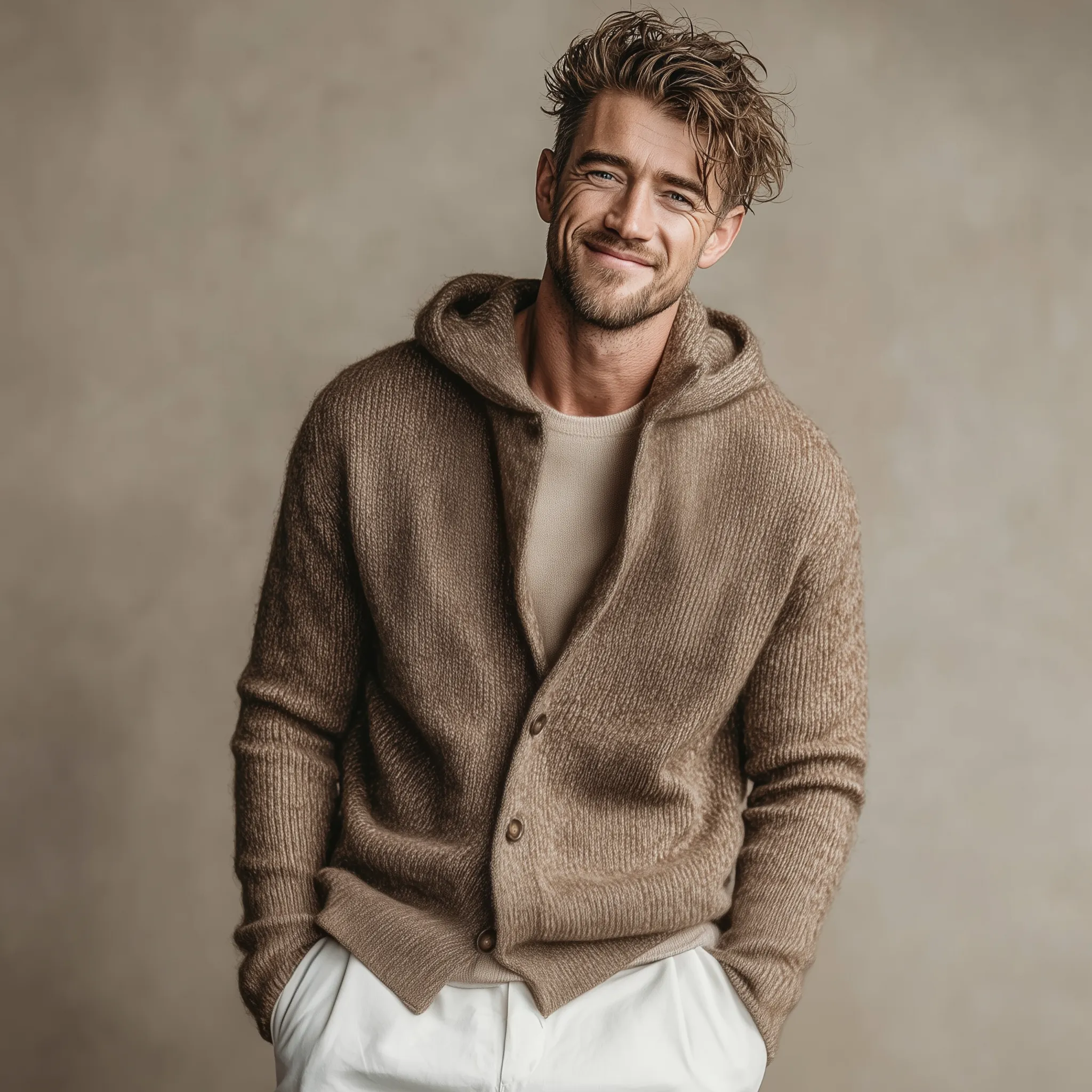 Men's Classic Casual Hooded Knit Cardigan MTA1374J5K sold by Manly product image thumbnail 3