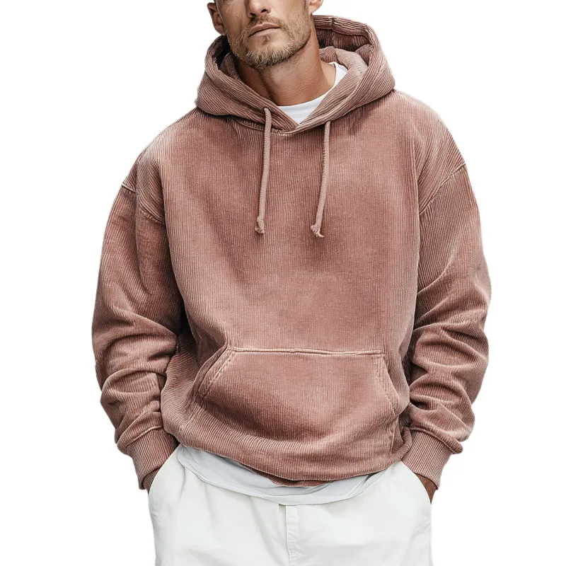 Men's Classic Casual Pink Corduroy Hoodie MTA1389J6K sold by Manly