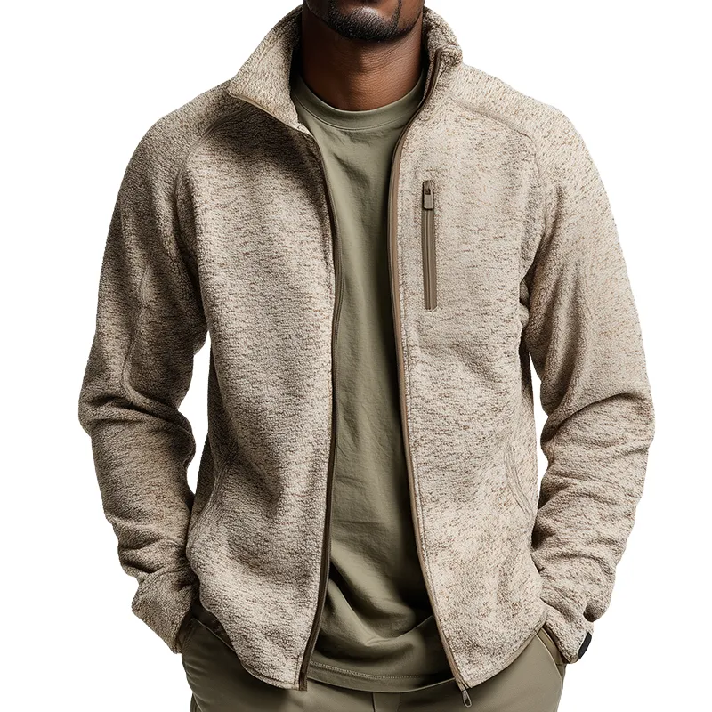 Men's Retro Casual Polar Fleece Splicing Zipper Lapel Jacket MTA1015J9TO sold by Manly