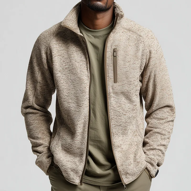 Men's Retro Casual Polar Fleece Splicing Zipper Lapel Jacket MTA1015J9TO sold by Manly product image thumbnail 2