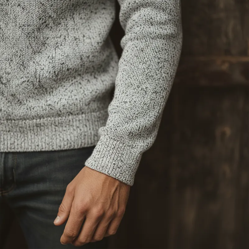 Men's Winter Heathered Cotton Knitted Turtleneck Button Sweater MTA1383J8P sold by Manly product image thumbnail 4