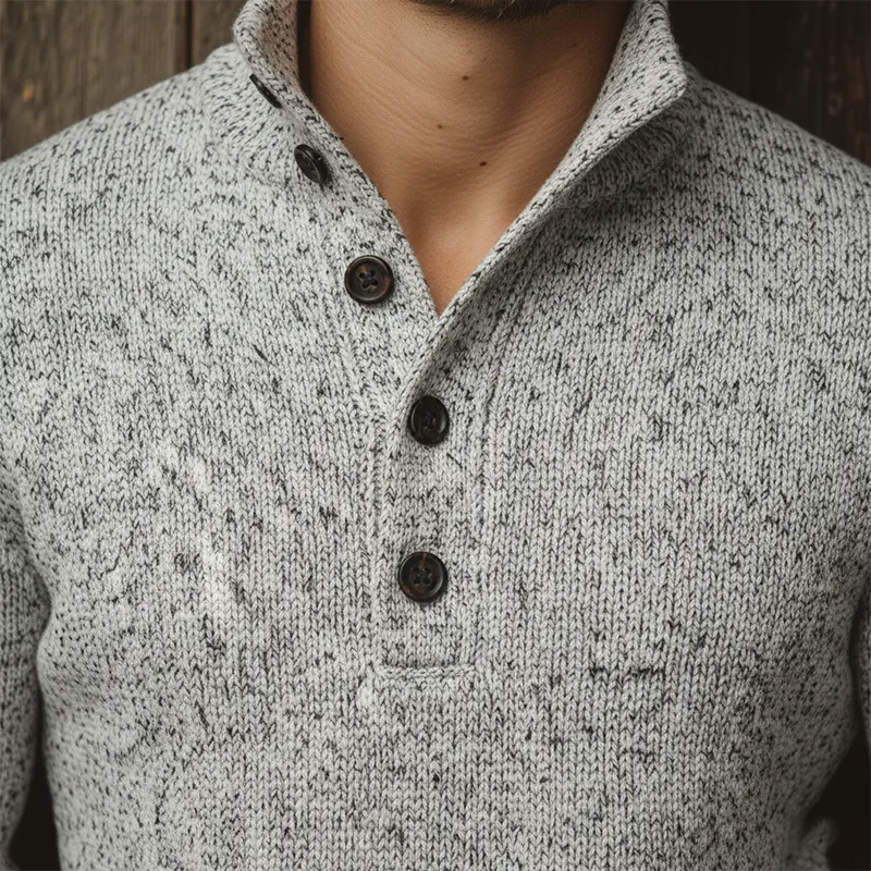 Men's Winter Heathered Cotton Knitted Turtleneck Button Sweater MTA1383J8P sold by Manly product image thumbnail 3