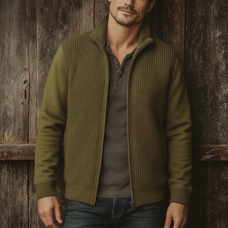 Men's Winter Fashionable Cotton Yarn Knitted Patchwork Cardigan MTA1348J2P sold by Manly product image thumbnail 2