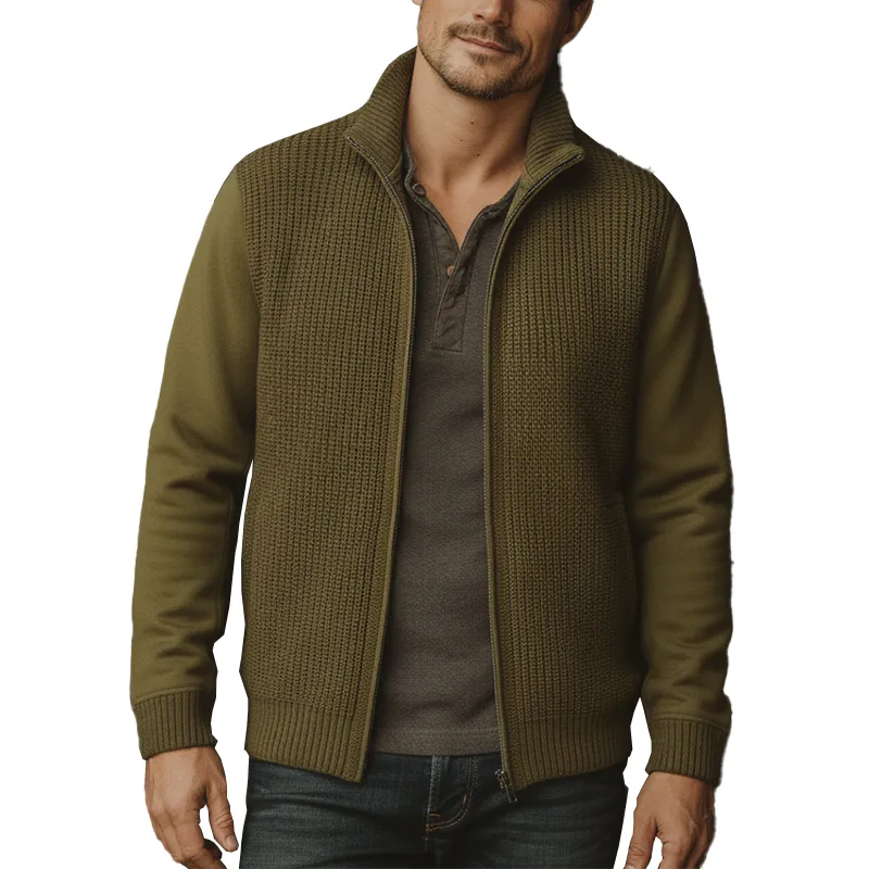 Men's Winter Fashionable Cotton Yarn Knitted Patchwork Cardigan MTA1348J2P sold by Manly