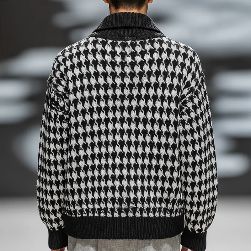 Men's Winter Fashion Cotton Knitted Houndstooth Pattern Sweater MTA1363J1P sold by Manly product image thumbnail 3