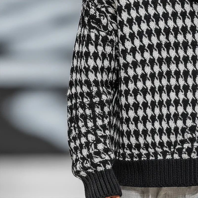 Men's Winter Fashion Cotton Knitted Houndstooth Pattern Sweater MTA1363J1P sold by Manly product image thumbnail 5