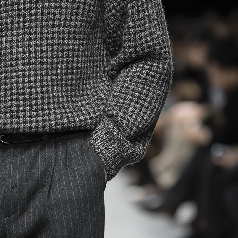 Men's Winter Fashion Cotton Knitted Houndstooth Pattern Sweater MTA1353J2P sold by Manly product image thumbnail 4