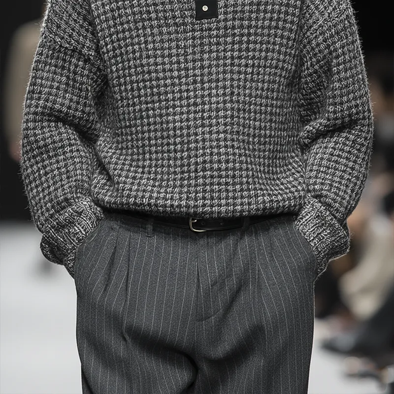 Men's Winter Fashion Cotton Knitted Houndstooth Pattern Sweater MTA1353J2P sold by Manly product image thumbnail 5