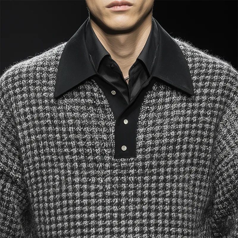 Men's Winter Fashion Cotton Knitted Houndstooth Pattern Sweater MTA1353J2P sold by Manly product image thumbnail 3