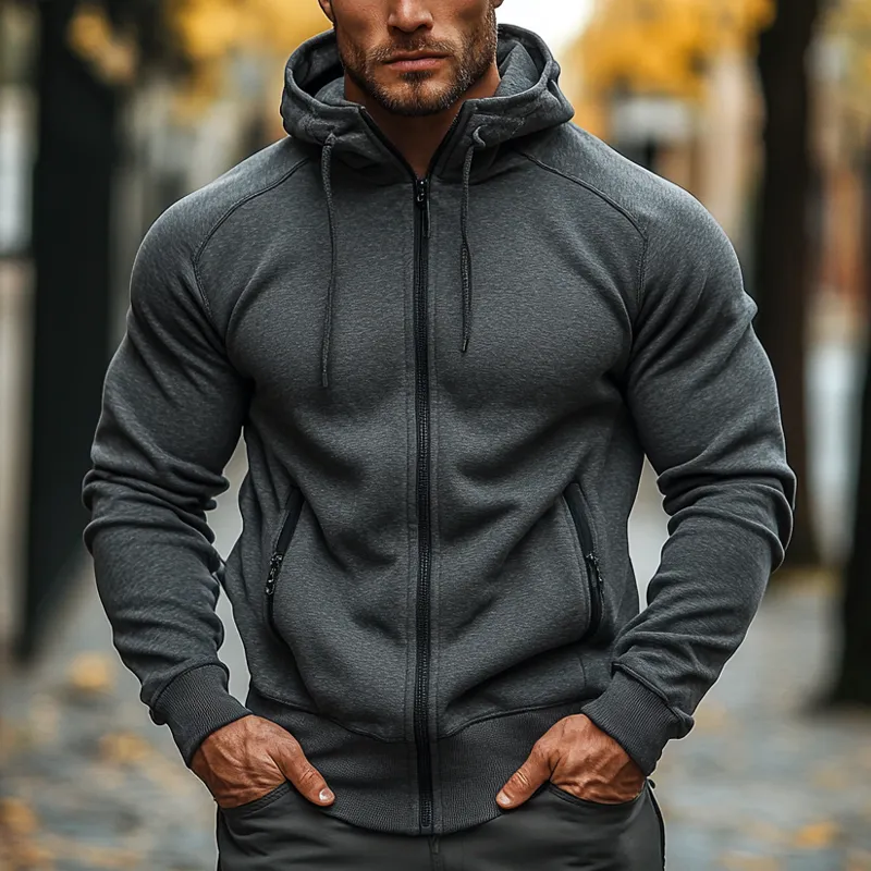 Men's Casual Blended Sweatshirt Zip-up Hooded Jacket MTA1380J6X sold by Manly product image thumbnail 2