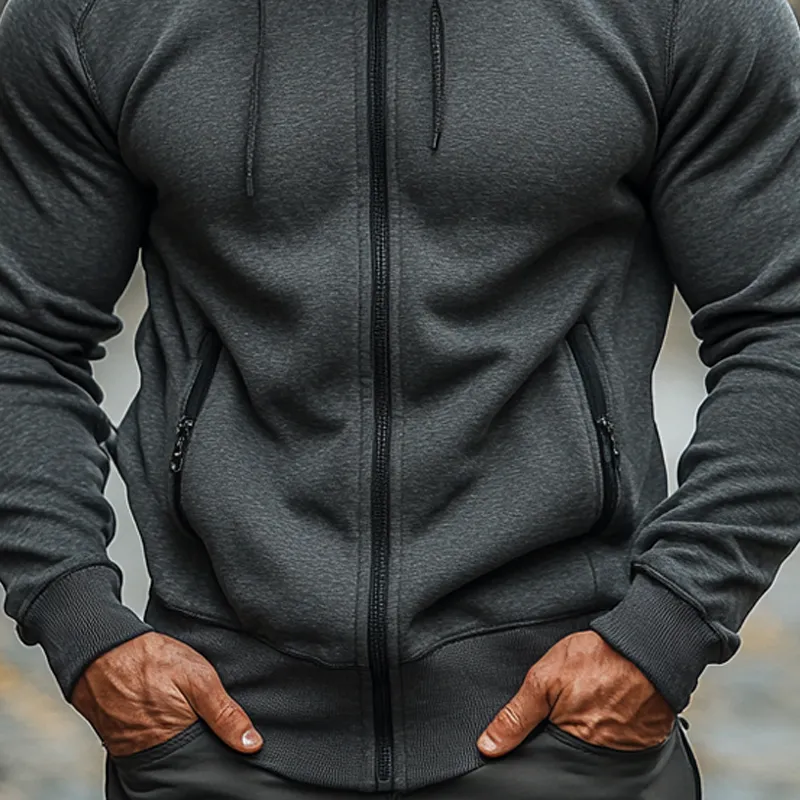 Men's Casual Blended Sweatshirt Zip-up Hooded Jacket MTA1380J6X sold by Manly product image thumbnail 4