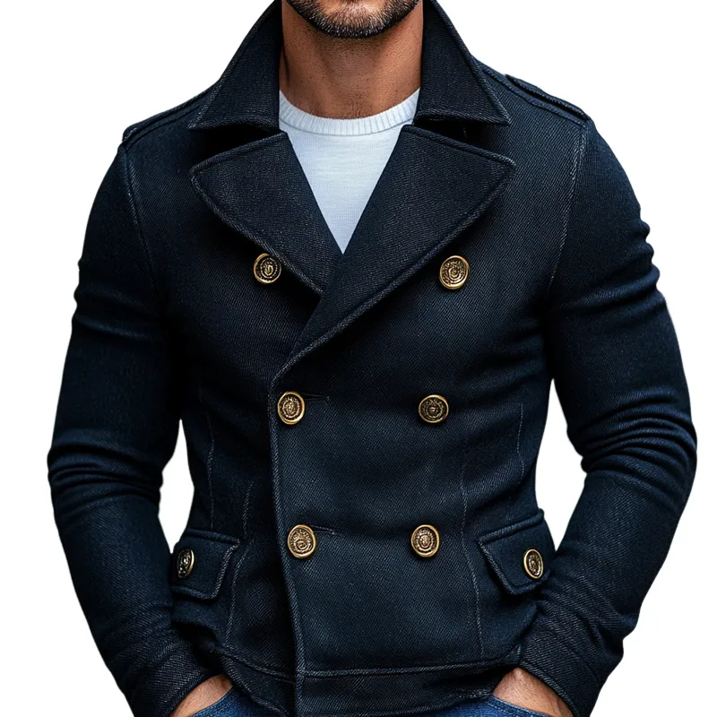 Men's Vintage Western Style Lapel Double Breasted Jacket MTA1188J7X sold by Manly