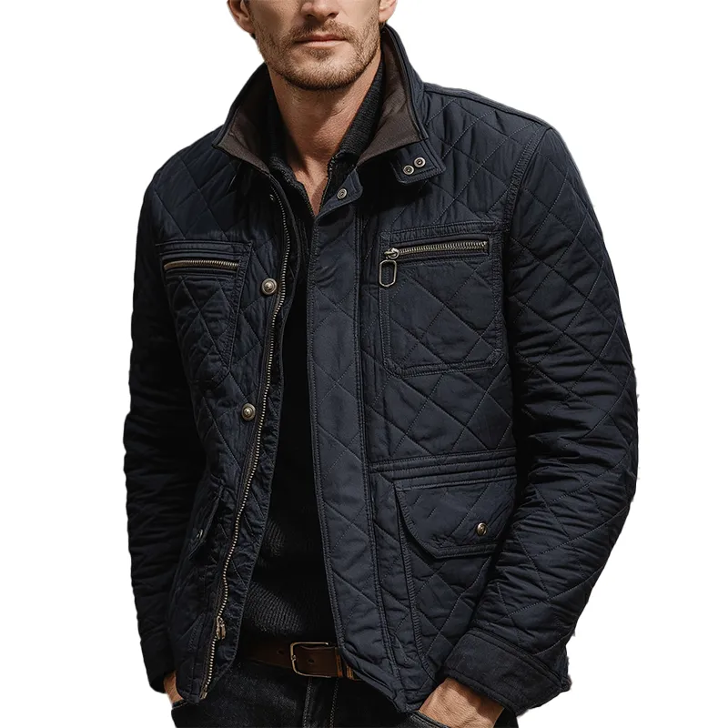 Men's Winter Vintage Cotton Quilted Stand Collar Jacket MTA1515J0P sold by Manly