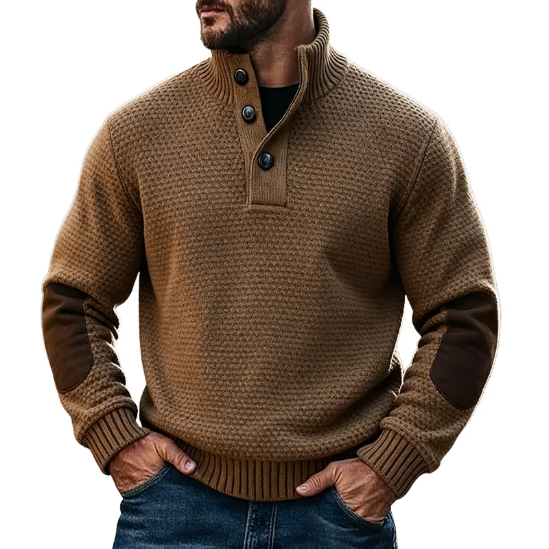 Men's Vintage Casual Knit Stand Collar Button Sweater MTA1585J4TO sold by Manly