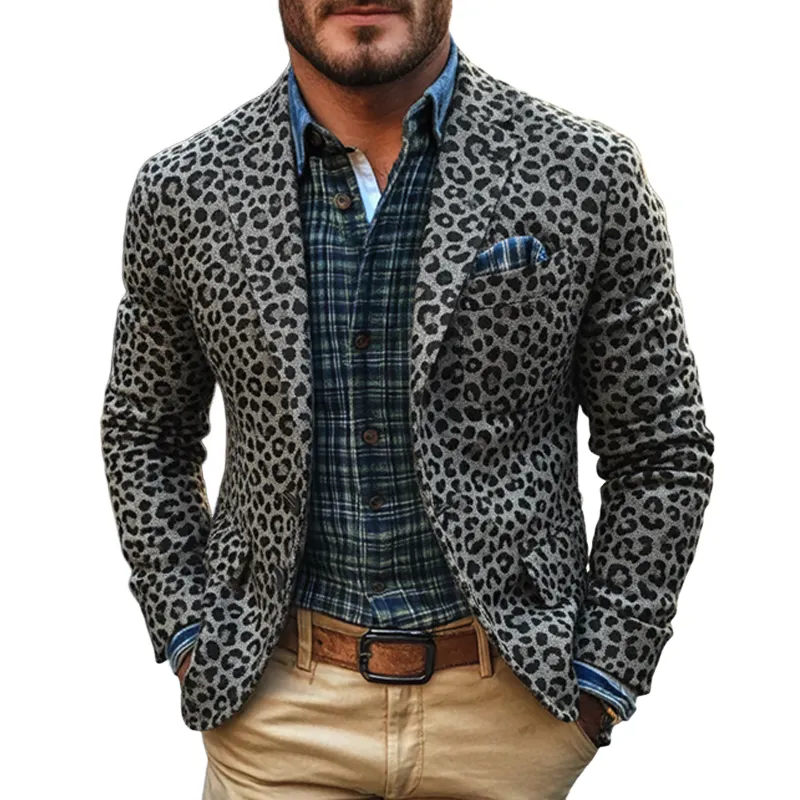 Men's Leopard Print Jacquard Blend Blazer MTA1519J9X sold by Manly