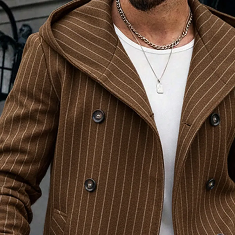 Men's Striped Print Casual Hooded Coat MTA1579J0X sold by Manly product image thumbnail 2