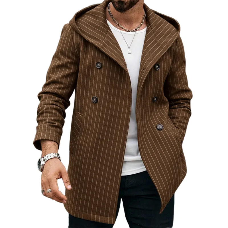 Men's Striped Print Casual Hooded Coat MTA1579J0X sold by Manly