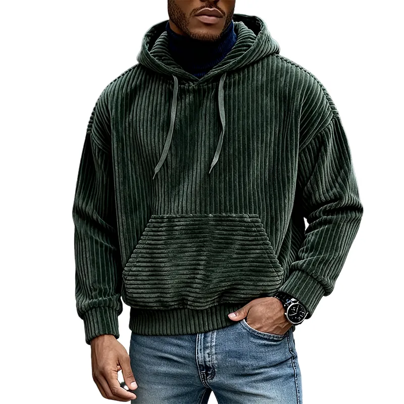 Men's Corduroy Vintage Solid Color Hoodie MTA1601J0X sold by Manly