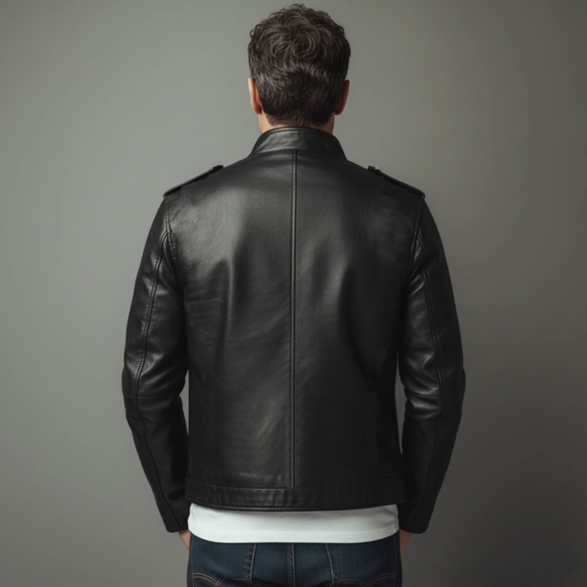 Men's Classic Casual Stand-up Lapel Zipper PU Leather Jacket MTA1593J3K sold by Manly product image thumbnail 4