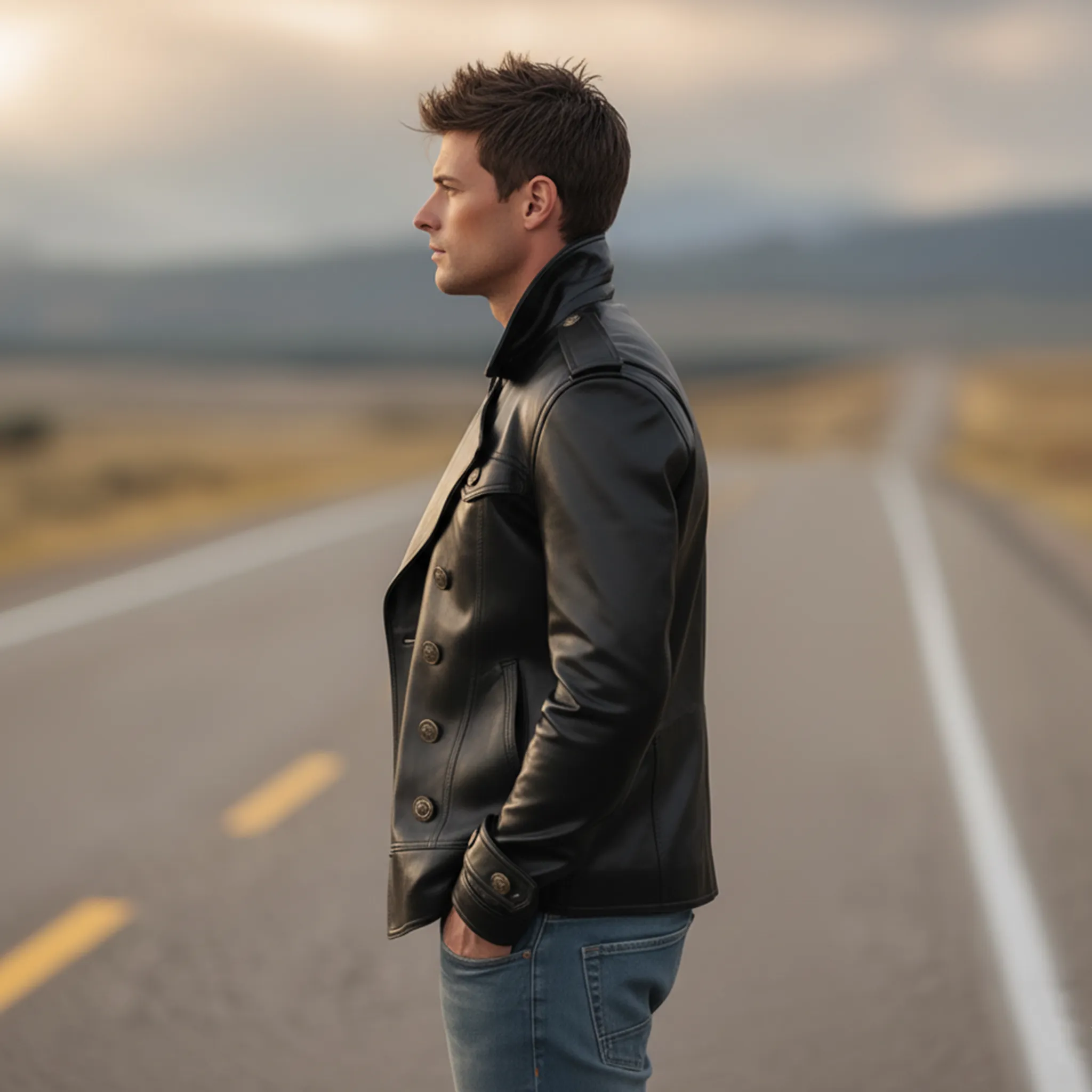 Men's Classic Casual Lapel Double-breasted PU Leather Jacket MTA1587J1K sold by Manly product image thumbnail 3