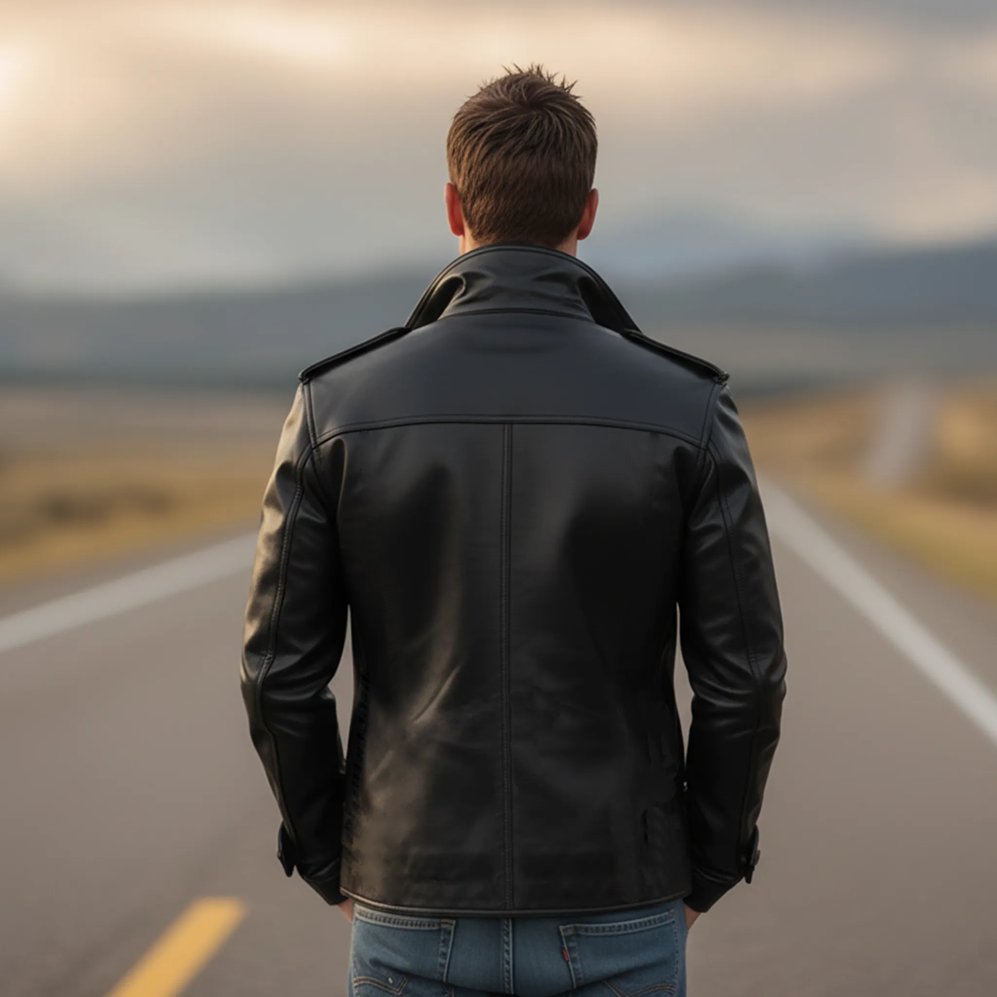 Men's Classic Casual Lapel Double-breasted PU Leather Jacket MTA1587J1K sold by Manly product image thumbnail 4