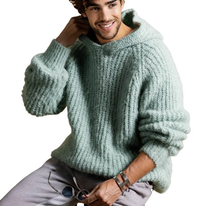 Men's Classic Casual Solid Color Knit Hoodie MTA1574J6U sold by Manly