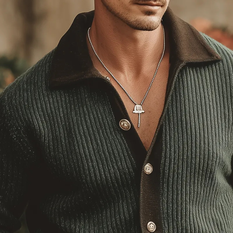 Men's Retro Colorblock Button Knit Cardigan MTA1457J4U sold by Manly product image thumbnail 5