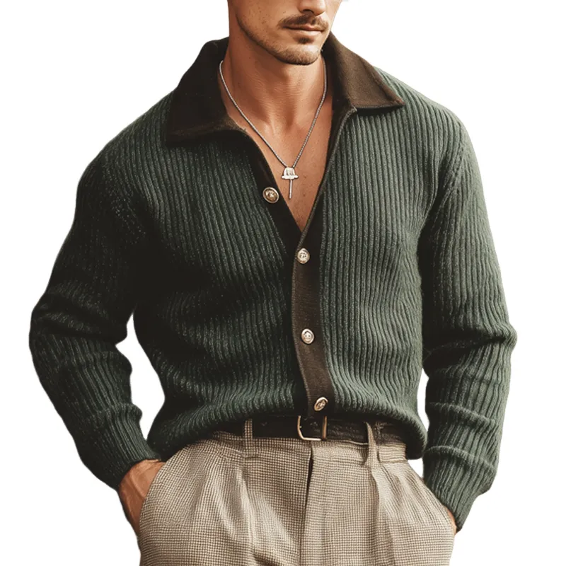 Men's Retro Colorblock Button Knit Cardigan MTA1457J4U sold by Manly