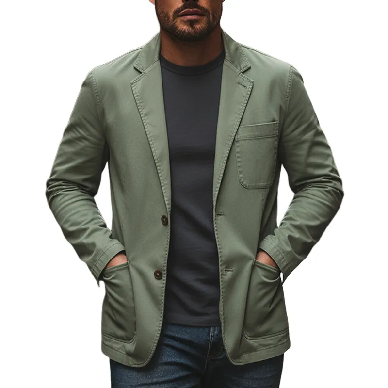 Men's Casual Solid Color Cotton Blend Lapel Suit Jacket MTA1440J5X sold by Manly