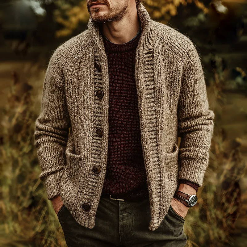 Men's Retro Casual Knitted Sweater Stand Collar Button Cardigan MTA1476J0TO sold by Manly product image thumbnail 2
