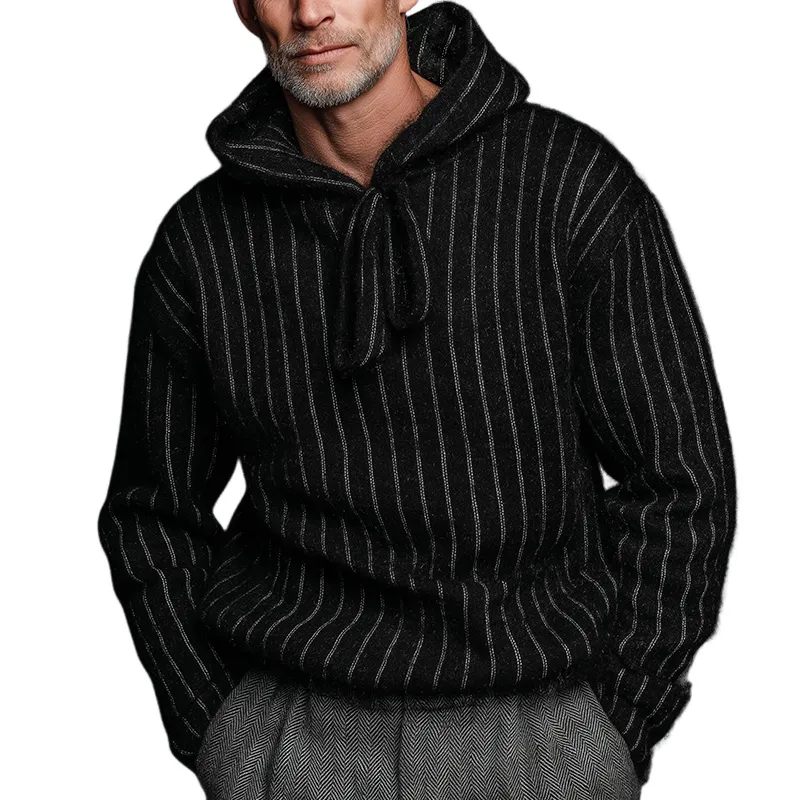 Men's Retro Casual Knitted Striped Hooded Sweater MTA1480J7TO sold by Manly