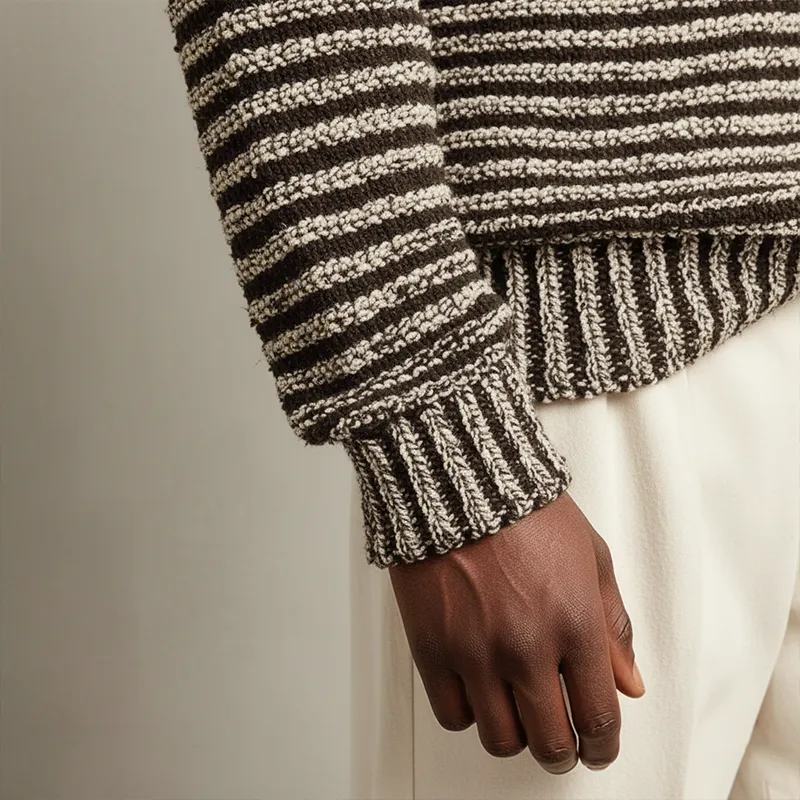 Men's Winter Fashion Striped Cotton Knitted Half-Zip Sweater MTA1433J7P sold by Manly product image thumbnail 4