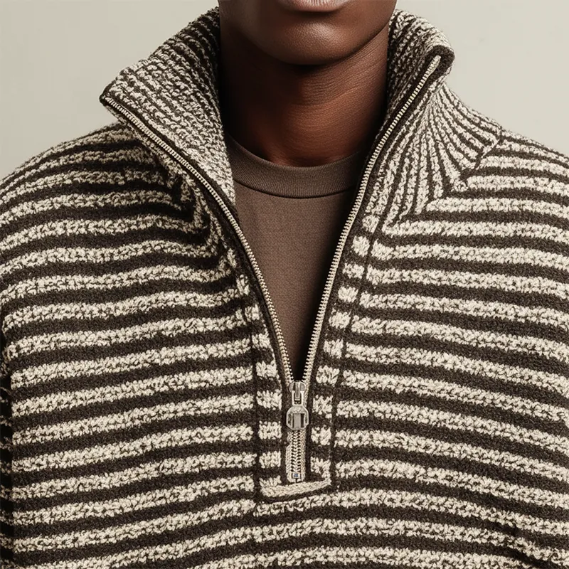 Men's Winter Fashion Striped Cotton Knitted Half-Zip Sweater MTA1433J7P sold by Manly product image thumbnail 3