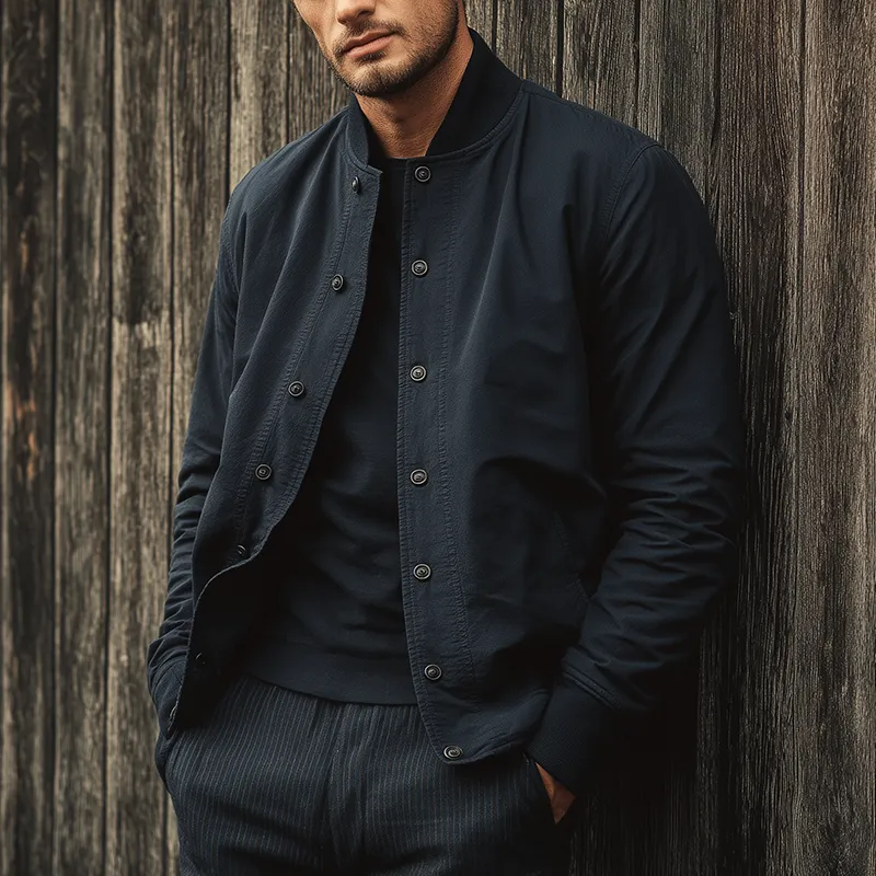 Men's Autumn Washed Cotton Baseball Collar Thin Jacket MTA1525J6P sold by Manly product image thumbnail 2