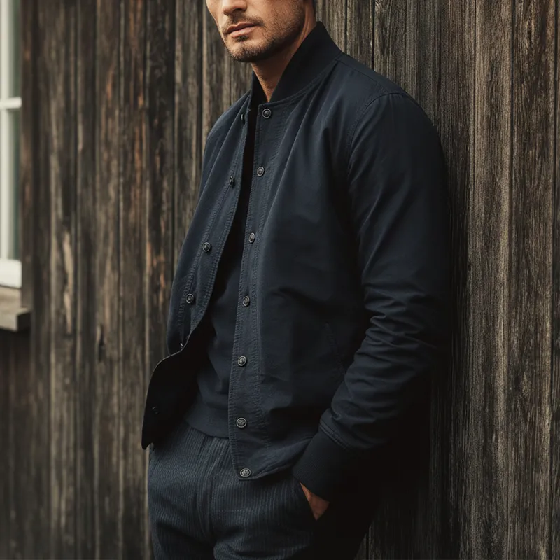 Men's Autumn Washed Cotton Baseball Collar Thin Jacket MTA1525J6P sold by Manly product image thumbnail 3